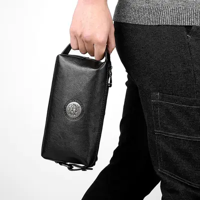 Große Herrenhandtasche aus weichem Leder - 4