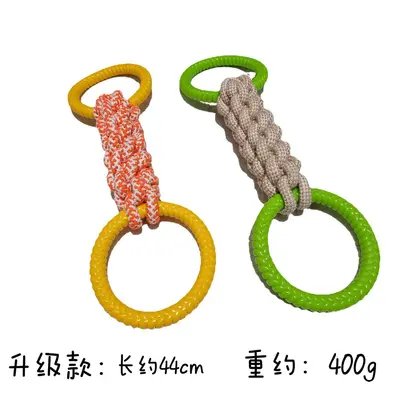 Cotton Rope Chew Toy with Rubber Ring for Large Dogs, Tug-of-War Toy - 3