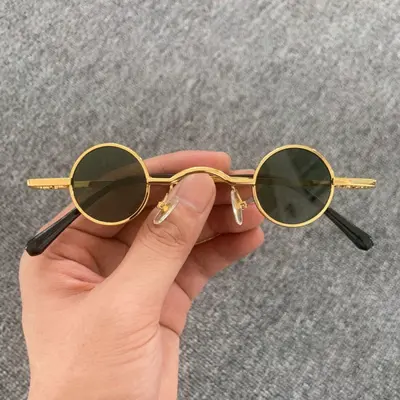 Men's Round Retro Mini-Lens Sunglasses, Small Frame - 7