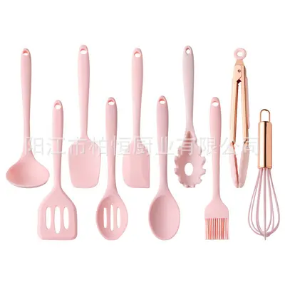 Mini silicone kitchen utensils set 10-piece heat-resistant silicone spatula oil brush baby food spoon kitchen tools