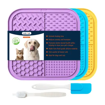 Silicone Pet Lick Mat, Slow Feeding Mat for Cats and Dogs, Strong Suction Cups - 2
