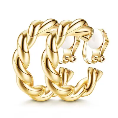 Geometric Painless Hollow Ear Clips, Non-Piercing Alloy Earrings