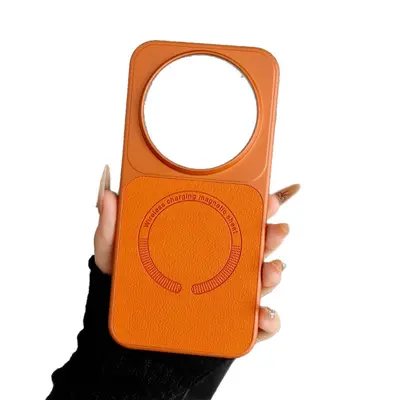 Xiaomi 17 Ultra lychee texture magnetic case, compatible with Redmi K100 Pro, hard PC cove