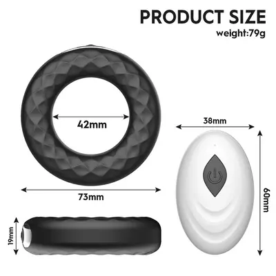 Rechargeable Silicone Remote-Controlled Vibrating Penis Ring, Male Delay Device - 8