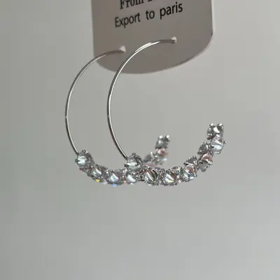 Zirkon-Creolen groß, funkelndes Design, hochwertig - 5