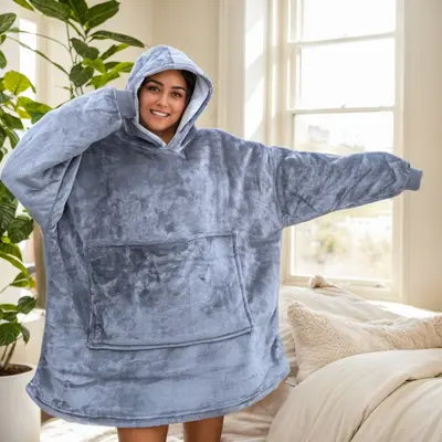 Hooded Flannel Blanket with Thickened Lamb Wool Style Fleece - 8