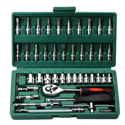 46件套装工具箱套筒扳手快速大中小飞汽修汽车维修棘轮螺丝刀组合 - 9