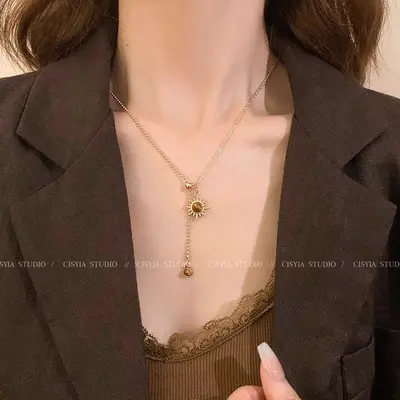 Tiger's Eye Stone Pendant Necklace Women Vintage Elegant - 5