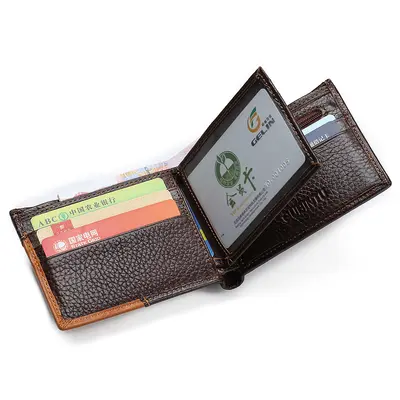 Herrengeldbörse im Patchwork-Design aus Echtleder mit Münzfach - 4