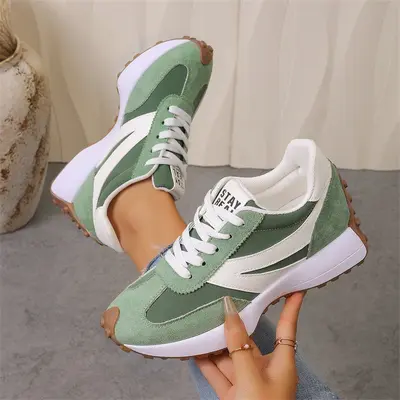 Damen Retro Dad-Schuhe mit dicker Sohle, Plateau-Freizeitsneaker