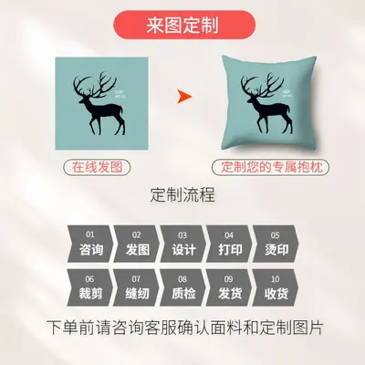 Custom Printed Pillow Cover, Linen Canvas, Printed from Your Image - 3