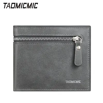 Men's Short Wallet, Ultra-Thin, Zipper, Front Pocket, Multiple Compartments - 9