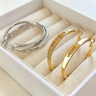 S925 silver letter design earrings
