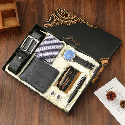Herrengeschenkset Uhr Geldbörse Gürtel Parfüm Geschäftsgeschenke - 7