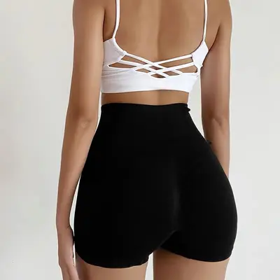 Yüksek Bel Dikişsiz Kalça Kaldıran Hızlı Kuruyan 3/4 Kadın Fitness Taytı - 7