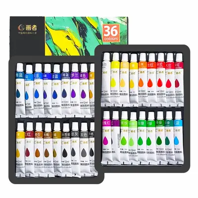 Ressamlar için 5/12ml akrilik boya seti 12/18/24/36 renk tüplerde taşınabilir DIY resim sanat seti - 6