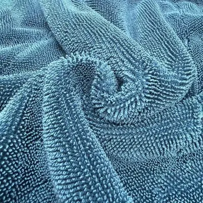 Double-Layer Peacock Blue Braided Car Wash Towel, Highly Absorbent and Lint-Free