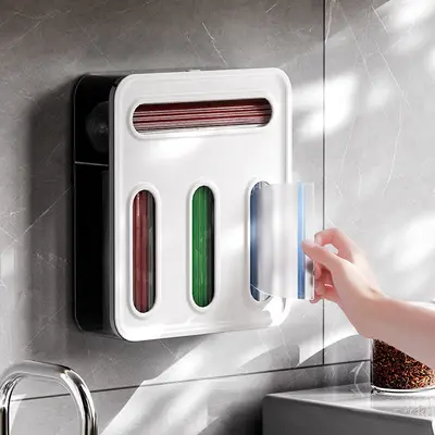 Kitchen plastic bag storage box, wall-mounted, large capacity