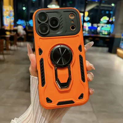 iPhone 17 Pro Max hassas delikli dönebilen yüzük standlı kılıf, şok korumalı - 7