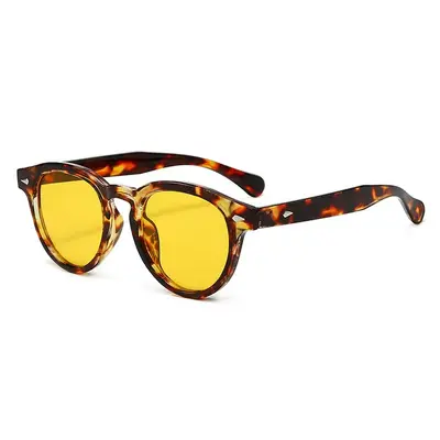 Round Frame Sunglasses with Metal Rivets, Light Luxury, Unisex Sun Protection - 3