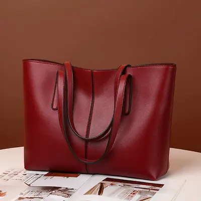Große Damenhandtasche, schlichte Pendler-Tote-Bag mit Schultergurt