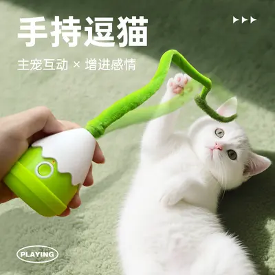 USB Rechargeable Long-Tail Plush Cat Toy, Self-Moving - 5