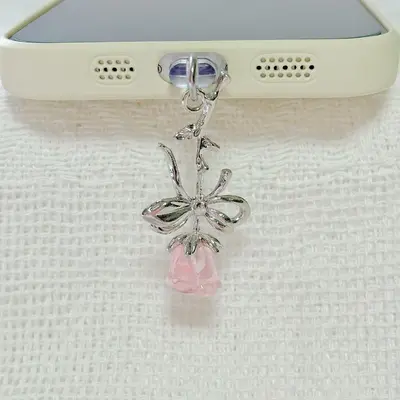 Cep Telefonu Toz Fişi Pembe Çiçek Kolye Toz Geçirmez Fiş nötr Tip-c Bağlantı Noktası Koruyucu Uyumlu Sevimli