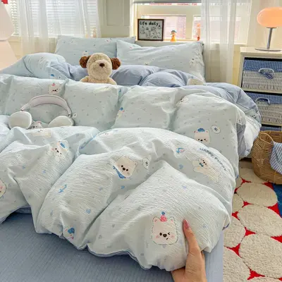 Class A Double-Layer Gauze Cotton Bedding Set, Washable, Four-Piece - 7