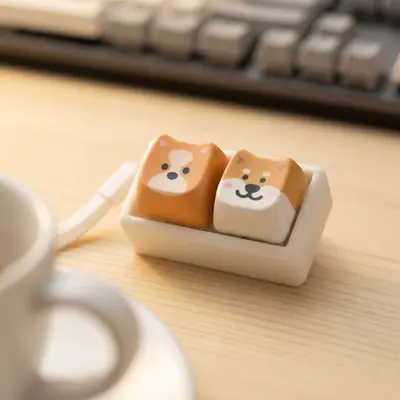 柴犬可爱小狗热升华键帽3D打印底座减压按键小机械键盘可拆卸键帽 - 5