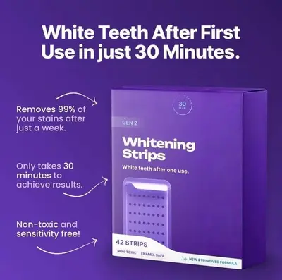 现货Purple Teeth Whitening Strips 牙贴 清新呵护清洁牙齿污垢
