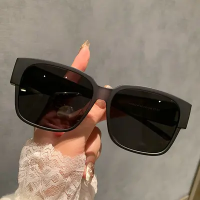 TR9002 Square Frame Sunglasses for Men and Women, Worn Over Myopia Glasses - 12
