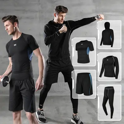 Men's Running Sportswear Set with Shorts, Tights and Short-Sleeve Top - 3