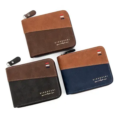 Men's Short Wallet, Zipper Coin Pocket, Multiple Card Slots - 3