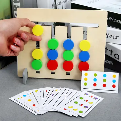 Wooden Montessori Logic Game, Four-Color Fruit, Double-Sided, Children's Educational Toy