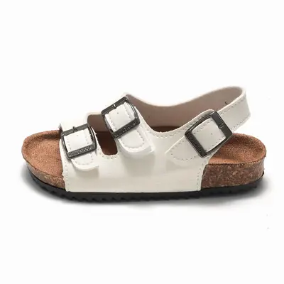 Children's Cork Sandals, Single-Strap Slides, Korean Style Double-Ring - 11