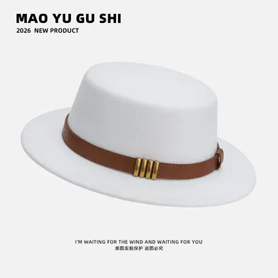 Hepburn-Style Wool Felt Flat-Top Fedora Hat for Women - 7