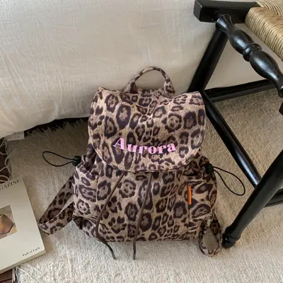 Leopard Print Women's Backpack, Large Capacity Lightweight Schoolbag - 6