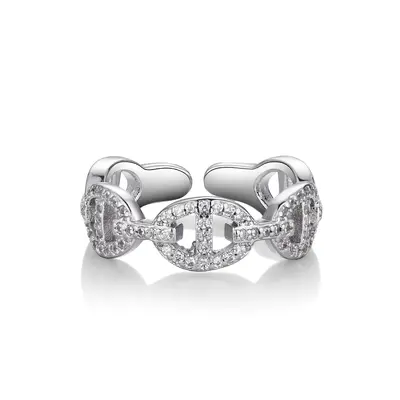 Gold-plated pig nose ring, full diamond set - 8