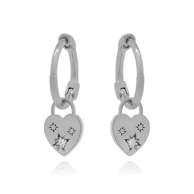 Zircon flower heart earring set, clip-on no piercing studs - 9