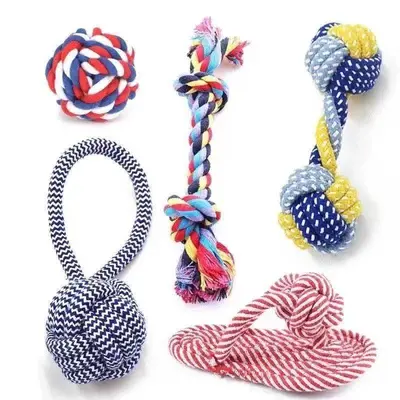 Cotton Rope Chew Toy for Small and Medium Dogs, Frisbee Set - 4