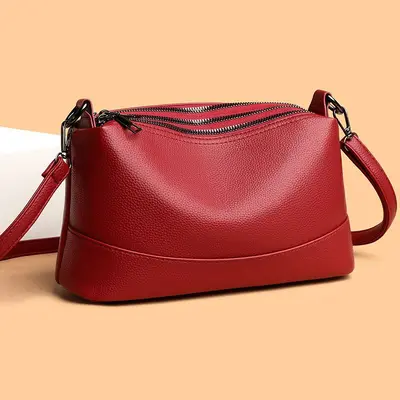 2026 Women's Large Soft Leather Handbag, Solid Color - 5