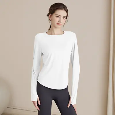 Damen schnelltrocknendes Langarm-Sportoberteil, figurformend, Herbst - 10