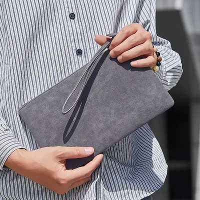 Men's Business Genuine Leather Clutch Bag, Envelope Style Phone Wallet - 1