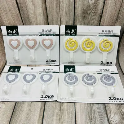 3 Pcs Adhesive Nail-Free Double-Sided Hooks, Heavy-Duty Iron - 12