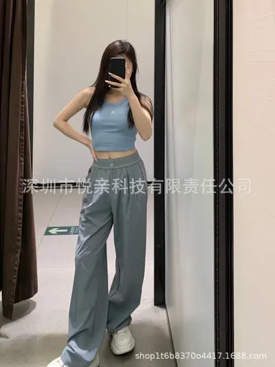 A1女士瑜伽长裤高腰提臀跑步运动高弹速干拼网透气健身裤显瘦阔腿 - 3