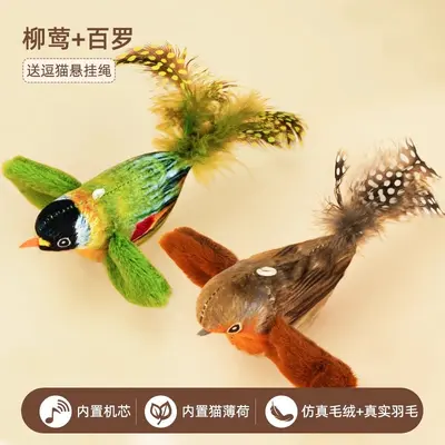Cat Teaser Wand with Simulated Bird and Sound - 9