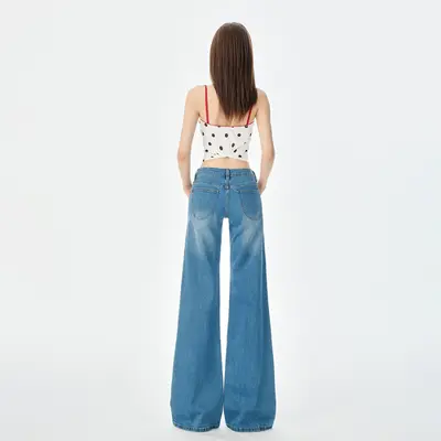 Women's Fleece-Lined Low-Rise Flared Jeans, White, Stretch - 8