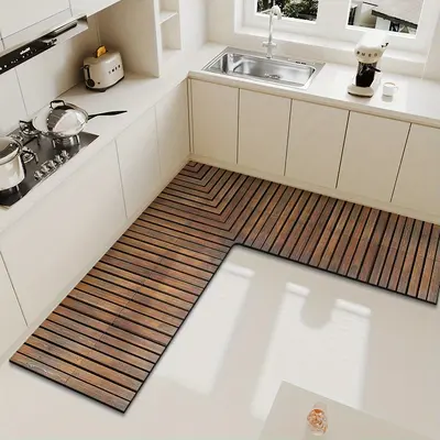 L-Shaped Kitchen Mat, Absorbent, Oil-Absorbing, Anti-Slip - 4