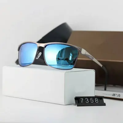 Men's Polarized Sunglasses, Rectangular Frame, Two-Tone Plating, Model 735 - 11
