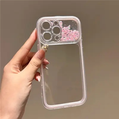 Işıltılı akışkan kum kamerası iPhone kılıfı, yumuşak, 13-17 Pro Max uyumlu